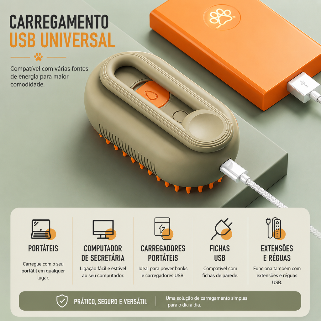 Escova Elétrica PetMist™ 3 em 1 para Cães e Gatos