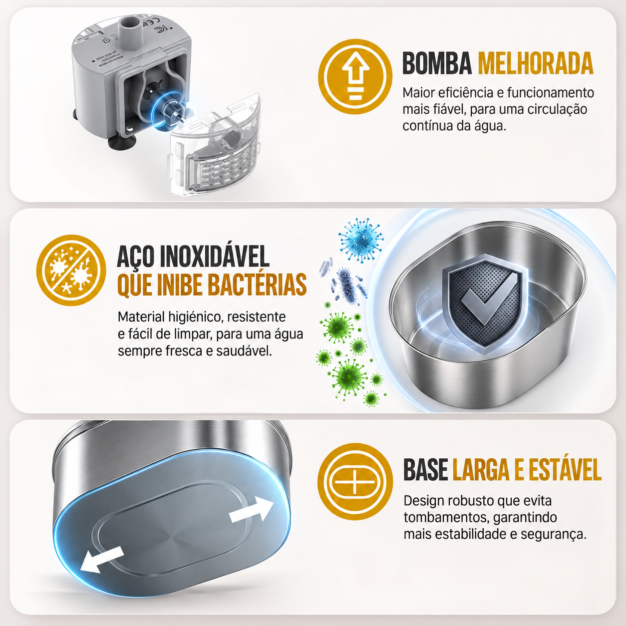 Fonte Premium em Aço Inoxidável 3,2L para Cães e Gatos