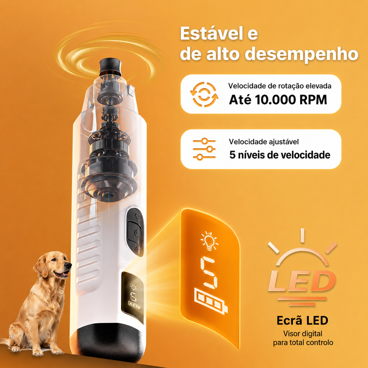 Corta-Unhas Elétrico Premium para Cães e Gatos Hidracanis